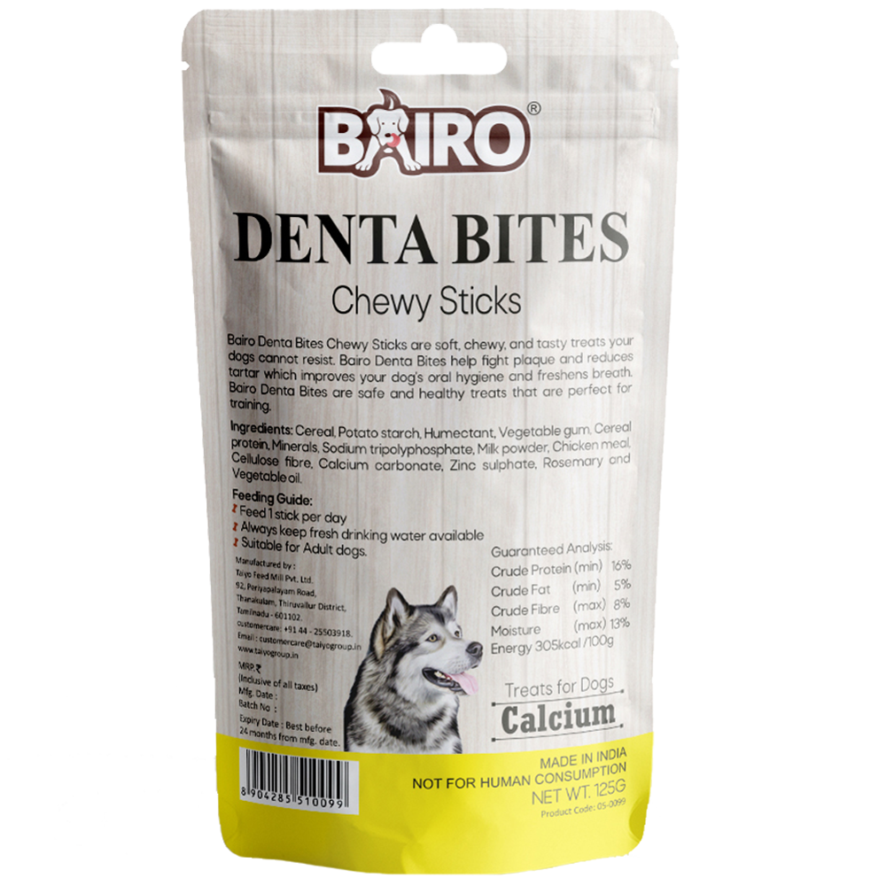 Bairo Denta Bites Calcium Chewy Sticks Back