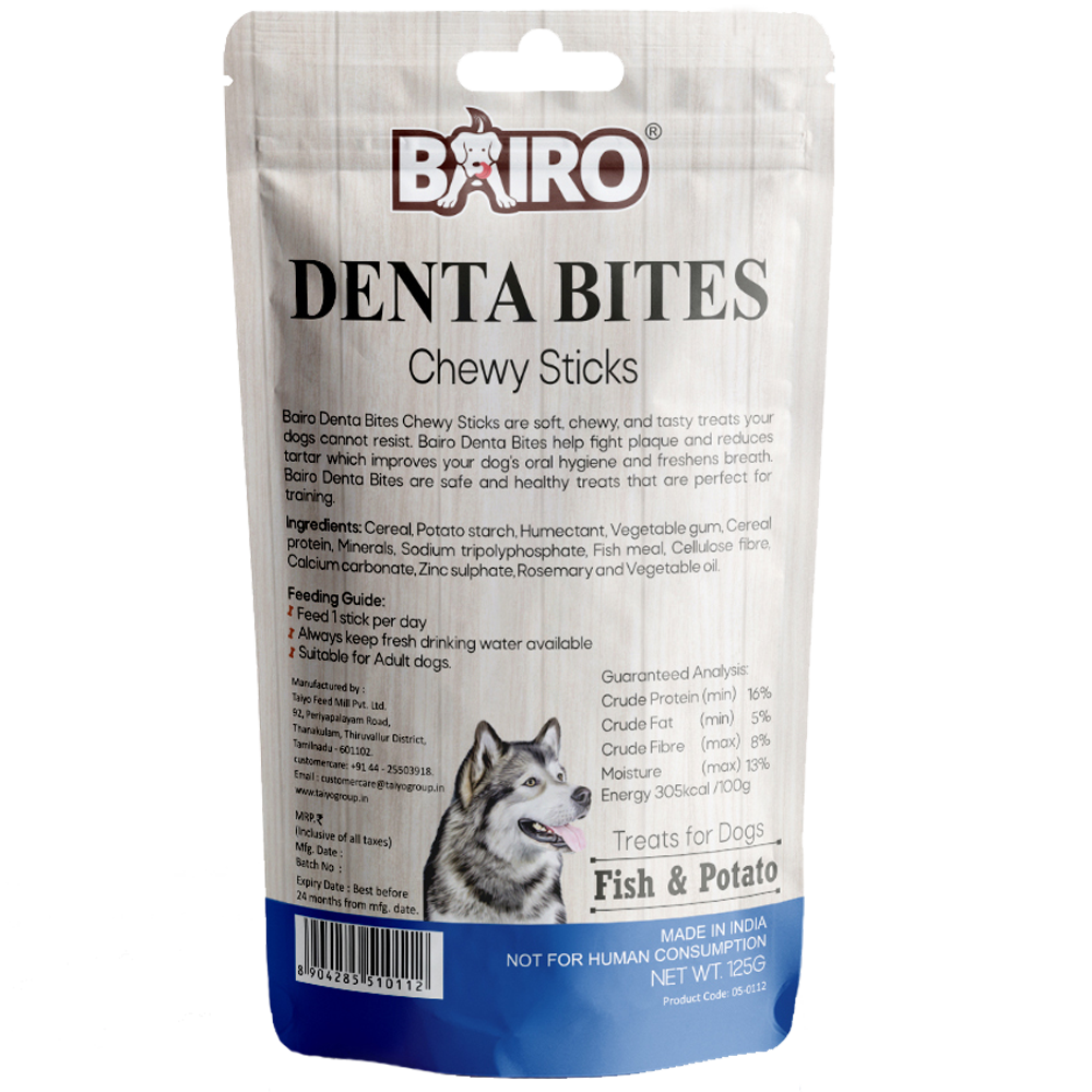 Bairo Denta Bites Fish Potato Chewy Sticks Back