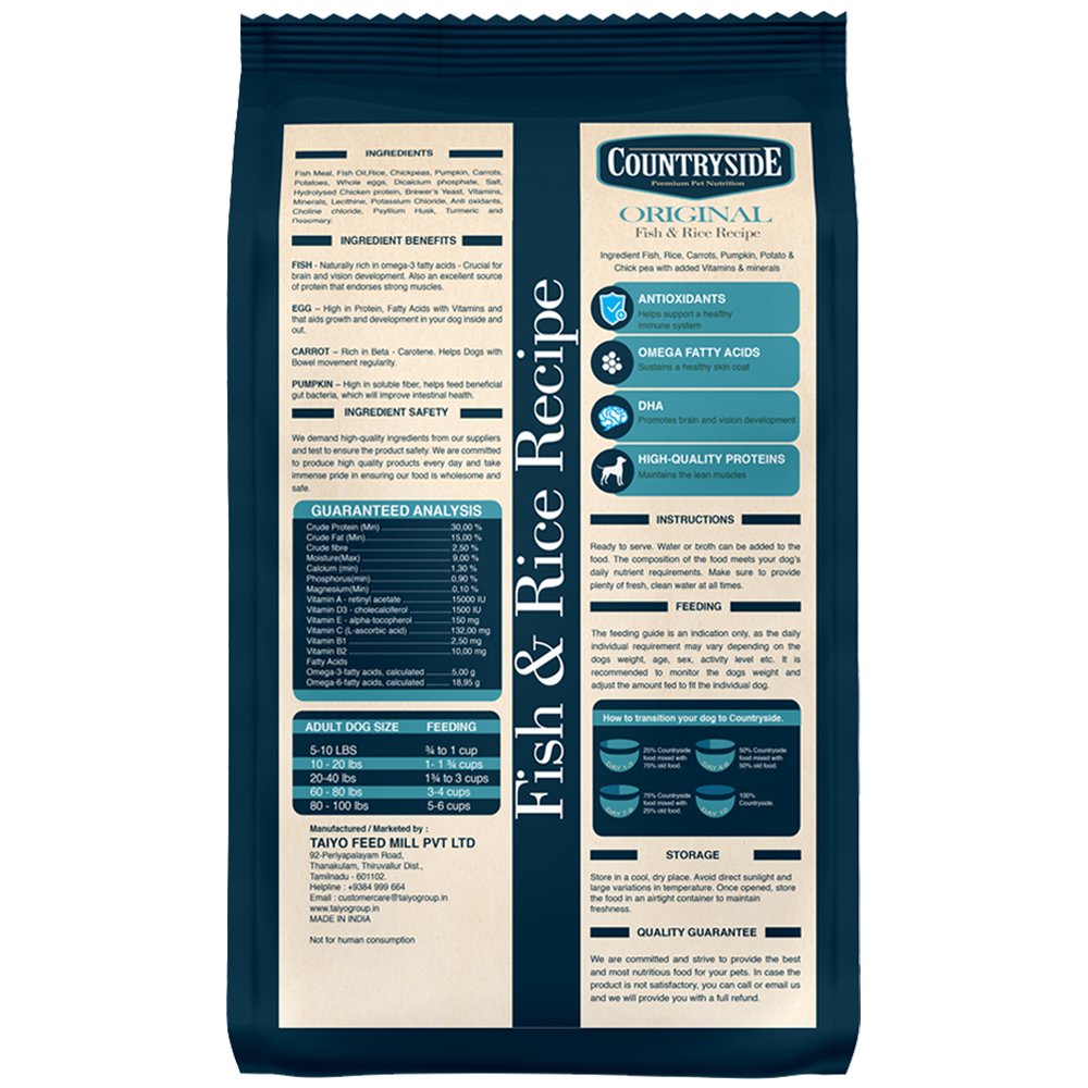 Countryside Adult Fish Rice Dog Food Back