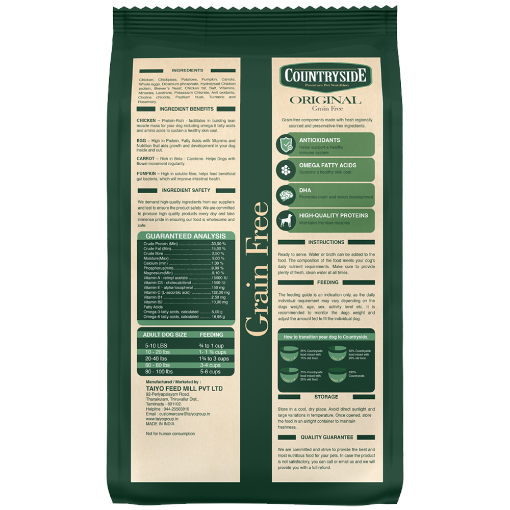 Countryside Adult Grain Free Dog Food Back